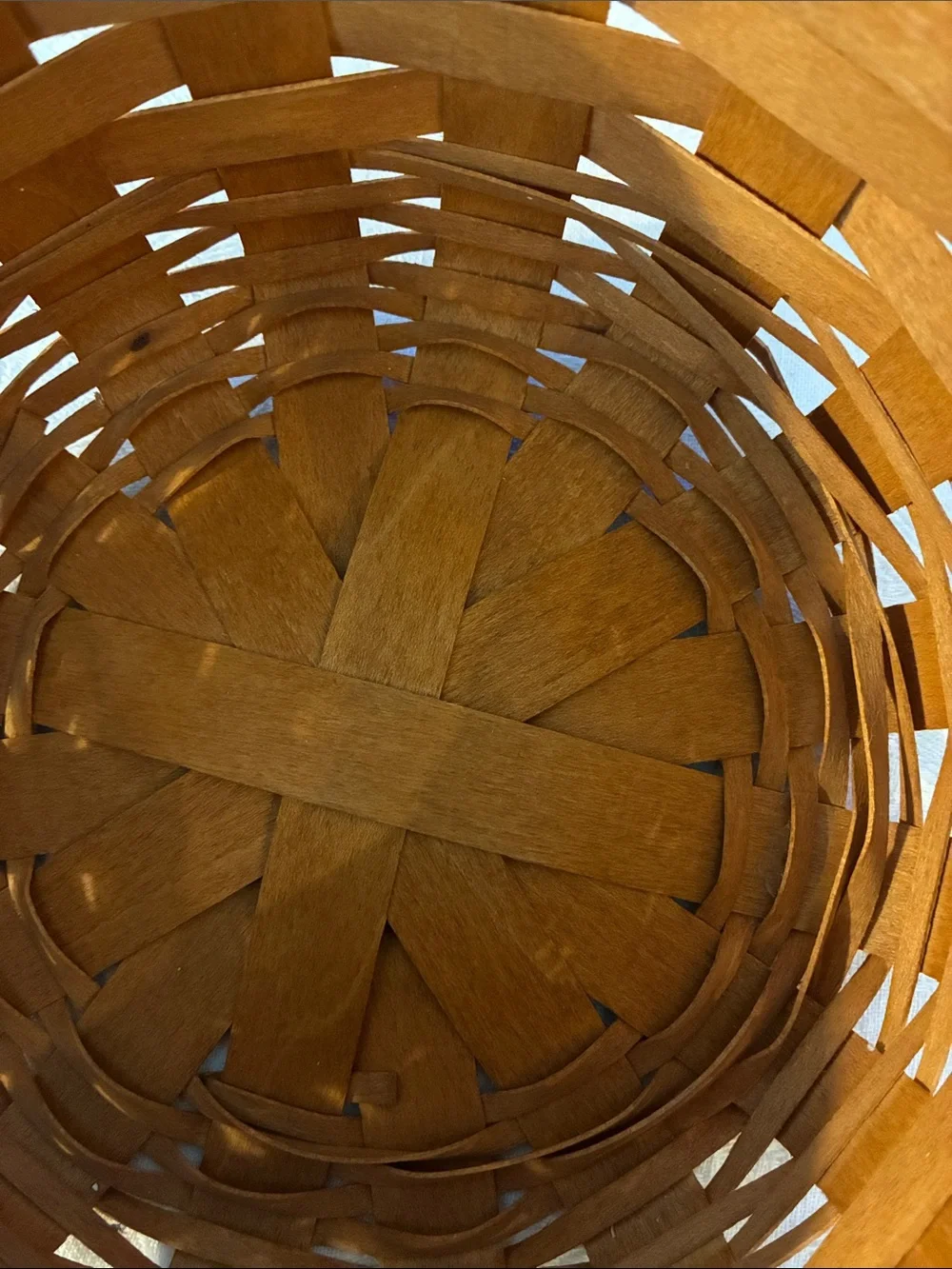 Longaberger Brown Woven Basket Leather Handles About 7x4 Made WELL In Ohio
